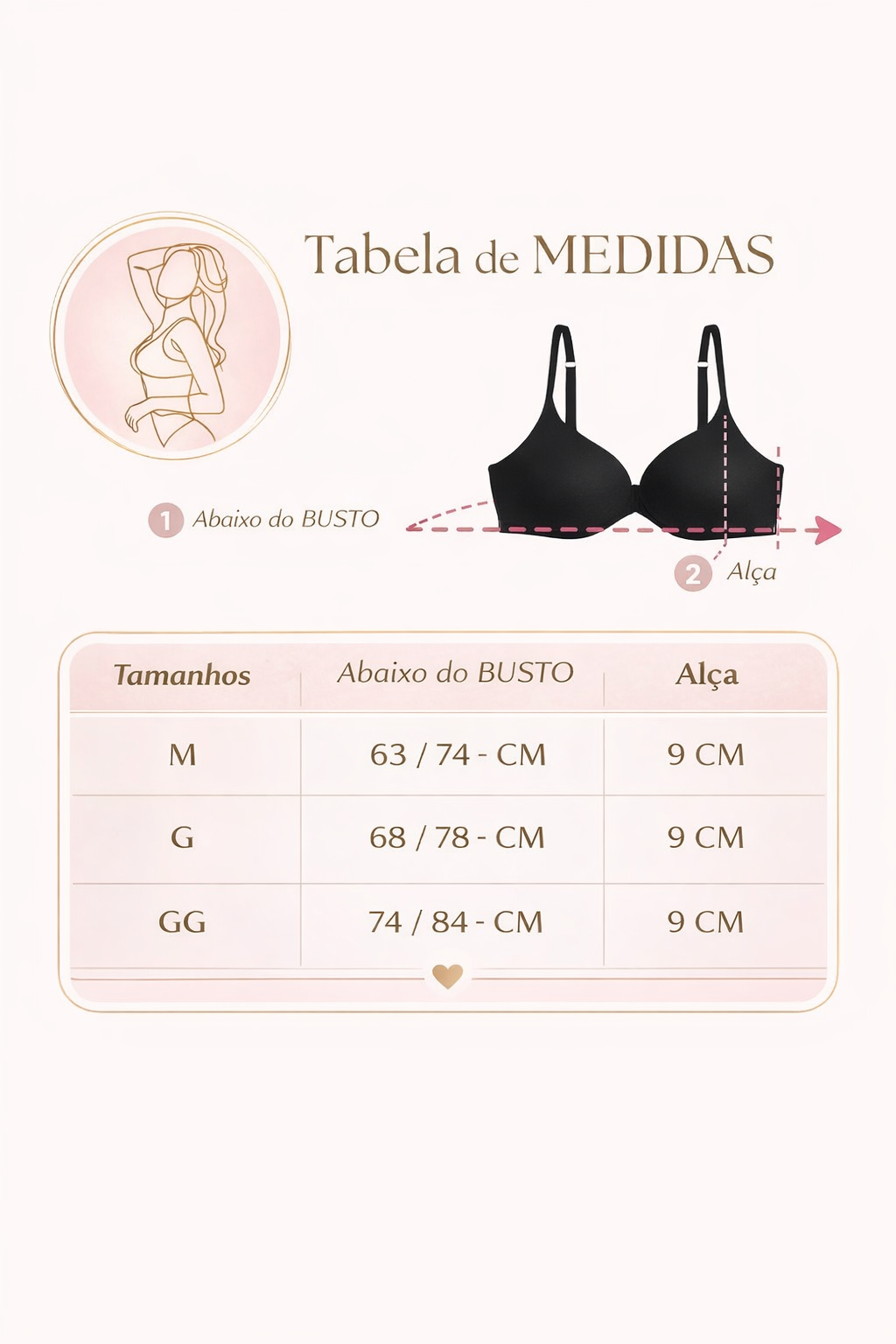 Sutiã Reforçado com Bojo - Alça Reforçada Microfibra