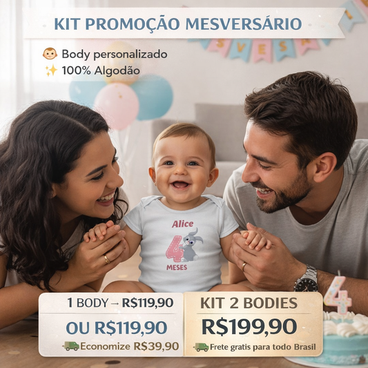 Body Personalizado Mêsversário - 100% Algodão