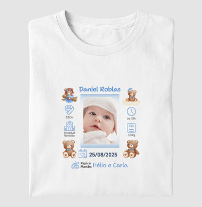 Camiseta Personalizada Registro do Bebê - 100% Algodão